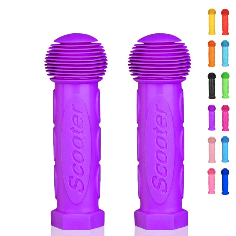 OTFAITP Scooter Grip Handlebar 1 Pair Bicycle Grip Fit for 2-3-4 Wheels Kid Kick Scooters,Children Bike,Rocking car,Drifting Scooter,Swing Scooter,Push Cart (Purple) - Image 1